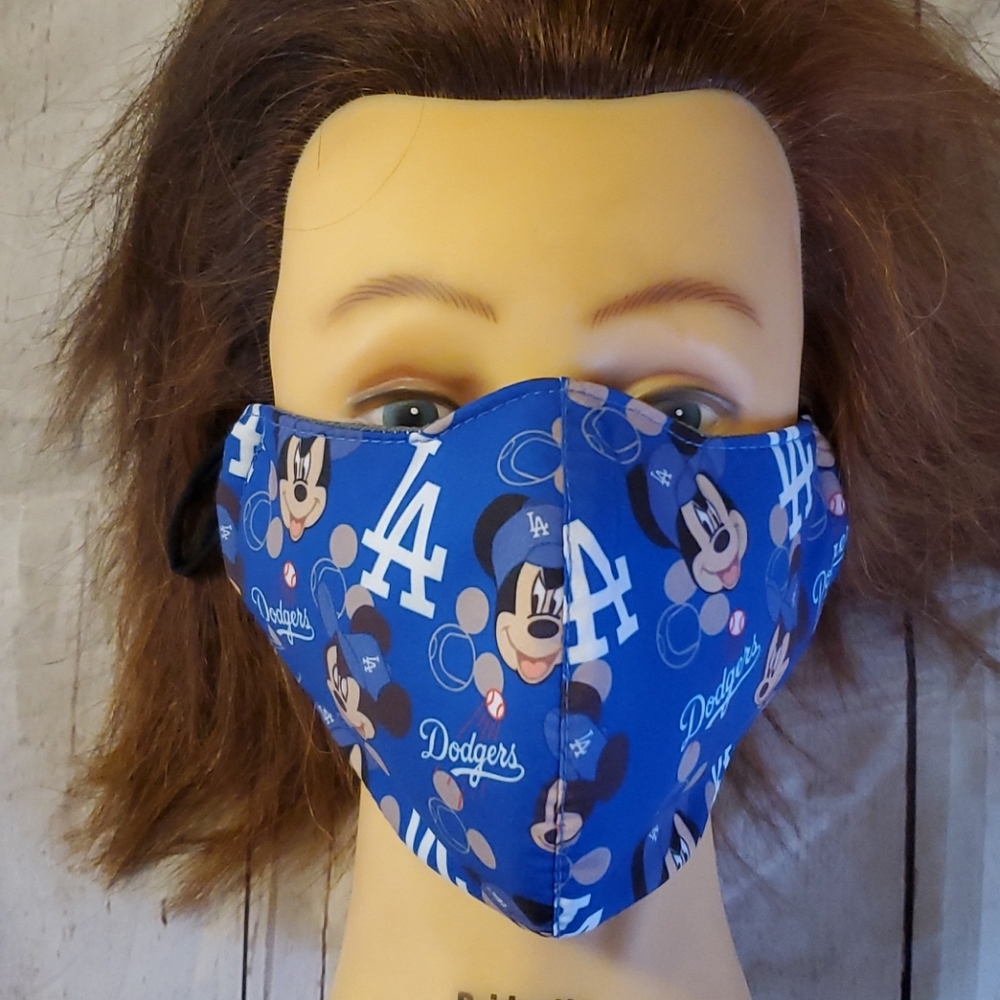 One New Dodgers Mickey Print Adult Size Face Mask.